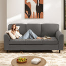 Upholstered Teddy Velvet 3-Seat Sofa with Comfy Back Pillows