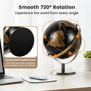 9-Inch Metallic Black World Globe with Metal Stand-Golden