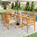 Acacia Wood 7-Piece Patio Dining Set with Umbrella Hole