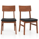 Dining Chairs Set of 2 with Rubber Wood Legs and Faux Leather Upholstered Seat-Black