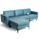 Living Room Deluxe Furniture Set-Accent Chair+Modular L-Shaped Sectional Sofa+LED Coffee Table