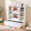 47" Children Bookcase Toy Storage Organizer Versatile Storage Cabinet-White