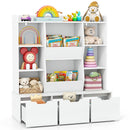 47" Children Bookcase Toy Storage Organizer Versatile Storage Cabinet-White