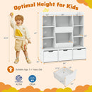 47" Children Bookcase Toy Storage Organizer Versatile Storage Cabinet-White