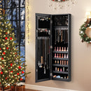 Jewelry Cabinet Wall or Door Mounted Jewelry Armoire with Full-Length Mirror-Black