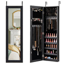 Jewelry Cabinet Wall or Door Mounted Jewelry Armoire with Full-Length Mirror-Black