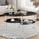 Modern Accent Chair & Tempered Glass Oval Side Coffee Table Set