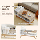 43 Inch Coffee Table with Stepped Tabletop and Storage Compartments-White