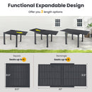 Patio Rectangular Aluminum Table and Stackable Armchairs Set with Slatted Tabletop and Seats