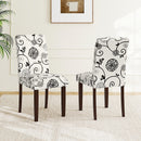 Button Tufted Fabric Upholstered Wooden Dining Chair Set of 2 with High Curved Back