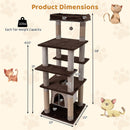 58 Inch Large Multi-level Cat Tree with Swaying Aerial Condo and Plush Perch Bed
