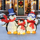 3-Piece 2D Lighted Penguin Family Christmas Decoration with 160 LED Lights