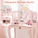 Kids Vanity Set + Kids Jewelry Armoire with Full-Length Mirror with Drawer