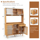 Kitchen Dining Set with Extendable Table 2 Rattan Accent Chairs and Kitchen Cabinet