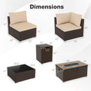 Outdoor PE Rattan Conversation Set with 32” Propane Fire Pit Table and Tank Holder