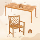9-Pieces Patio Dining Table Set Wood Rectangular Dining Table with 8 Chairs and Slatted Tabletop