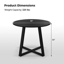 3-Piece Mid-Century Dining Set with 36” Round Pedestal Table and 2 Sherpa Upholstered Chairs