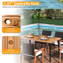 7-Pieces Patio Dining Table Set Acacia Wood Table and 6 Armchairs