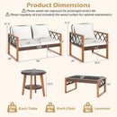 5 Pieces PE Wicker Patio Furniture Set with Acacia Wood Frame