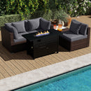Heavy-duty Frame Rattan Sofa Set with 60000 BTU Firepit Table