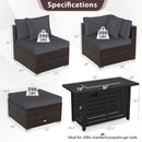 Heavy-duty Frame Rattan Sofa Set with 60000 BTU Firepit Table