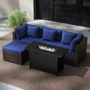 Heavy-duty Frame Rattan Sofa Set with 60000 BTU Firepit Table
