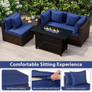 Heavy-duty Frame Rattan Sofa Set with 60000 BTU Firepit Table