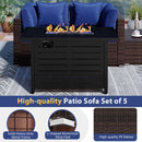 Heavy-duty Frame Rattan Sofa Set with 60000 BTU Firepit Table
