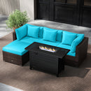 Heavy-duty Frame Rattan Sofa Set with 60000 BTU Firepit Table