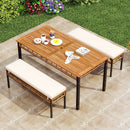 3 Pieces Acacia Wood Patio Dining Set for Deck and Backyard
