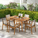 9 Pieces Acacia Wood Patio Dining Set for 6