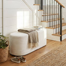 Upholstered Ottoman Bench with High-Density Sponge-Beige