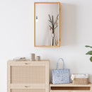 Bamboo Small Medicine Cabinet with Mirror Door and Removable Shelves-Natural