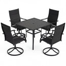 5 Pieces Outdoor Dining Set with 4 Swivel Chairs and 36 Inch Square Patio Table