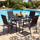 5 Pieces Patio Dining Set for 4 Outdoor Square Table and Stackable Chairs
