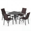 5 Pieces Patio Dining Set for 4 Outdoor Square Table and Stackable Chairs