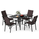 5 Pieces Patio Dining Set for 4 Outdoor Square Table and Stackable Chairs