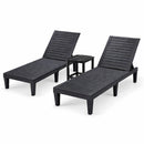 3-Piece Outdoor Adjustable Chaise Lounge Set with 2 Recliners and 1 Side Table for Garden Backyard