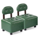 Small Rolling Footrest Stools Set of 2 with Lockable Wheels