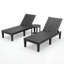3-Piece Patio Lounge Set with Adjustable Recliner Chairs and Round Side Table for Poolside
