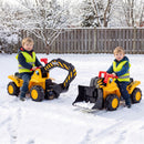3-in-1 Ride on Excavator Bulldozer Detachable with Engine Sound and Helmet