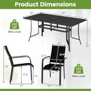 7-Piece Patio Dining Set for 6 with Rectangle Metal Table and Stackable Breathable Mesh Armchairs