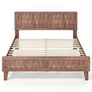 Mid Century Queen Size Bed Frame with Woven Accent Headboard