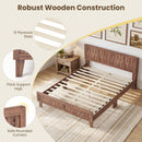 Mid Century Queen Size Bed Frame with Woven Accent Headboard