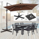 10 FT Cantilever Patio Umbrella with Solar LED Lights & Base
