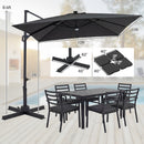 10 FT Cantilever Patio Umbrella with Solar LED Lights & Base