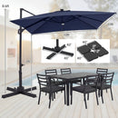 10 FT Cantilever Patio Umbrella with Solar LED Lights & Base