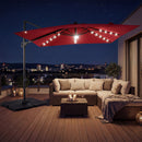 10 FT Cantilever Patio Umbrella with Solar LED Lights & Base