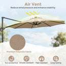 10 FT Cantilever Patio Umbrella with Solar LED Lights & Base