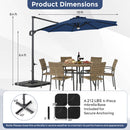 10 FT Cantilever Patio Umbrella with Solar LED Lights & Base